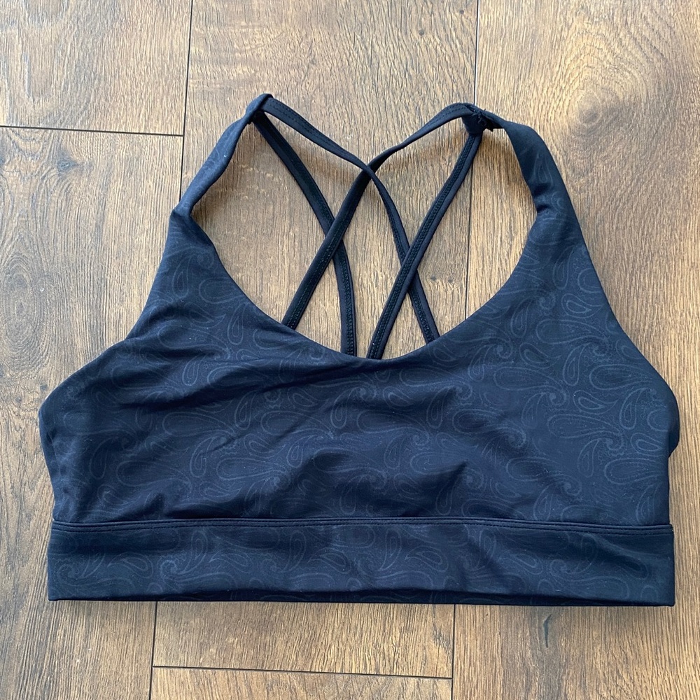 Zyia Active Light n Tight Sports Bra XXL Paisley Criss Cross Back (No Pads)